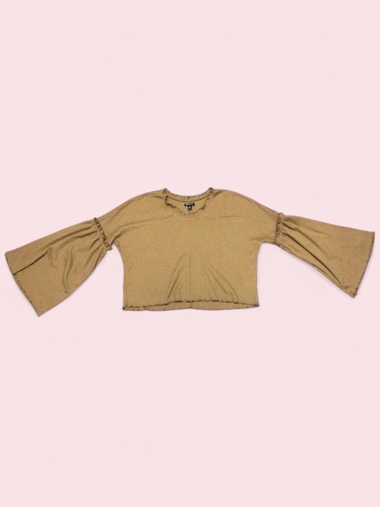 Versona Tops - Versona Free People Style Waffle Knit Bell Sleeve Crop Top Sienna‎ S
